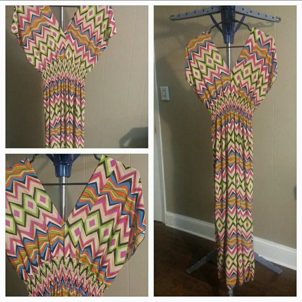 Chevron print maxi dress